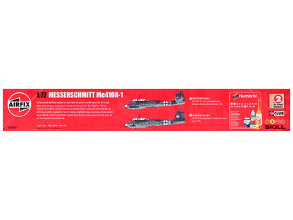 Level 2 Model Kit Messerschmitt Me410A-1 Fighter Aircraft with 2 Scheme Options 1/72 Plastic Model Kit by Airfix-DiecastModeler.com