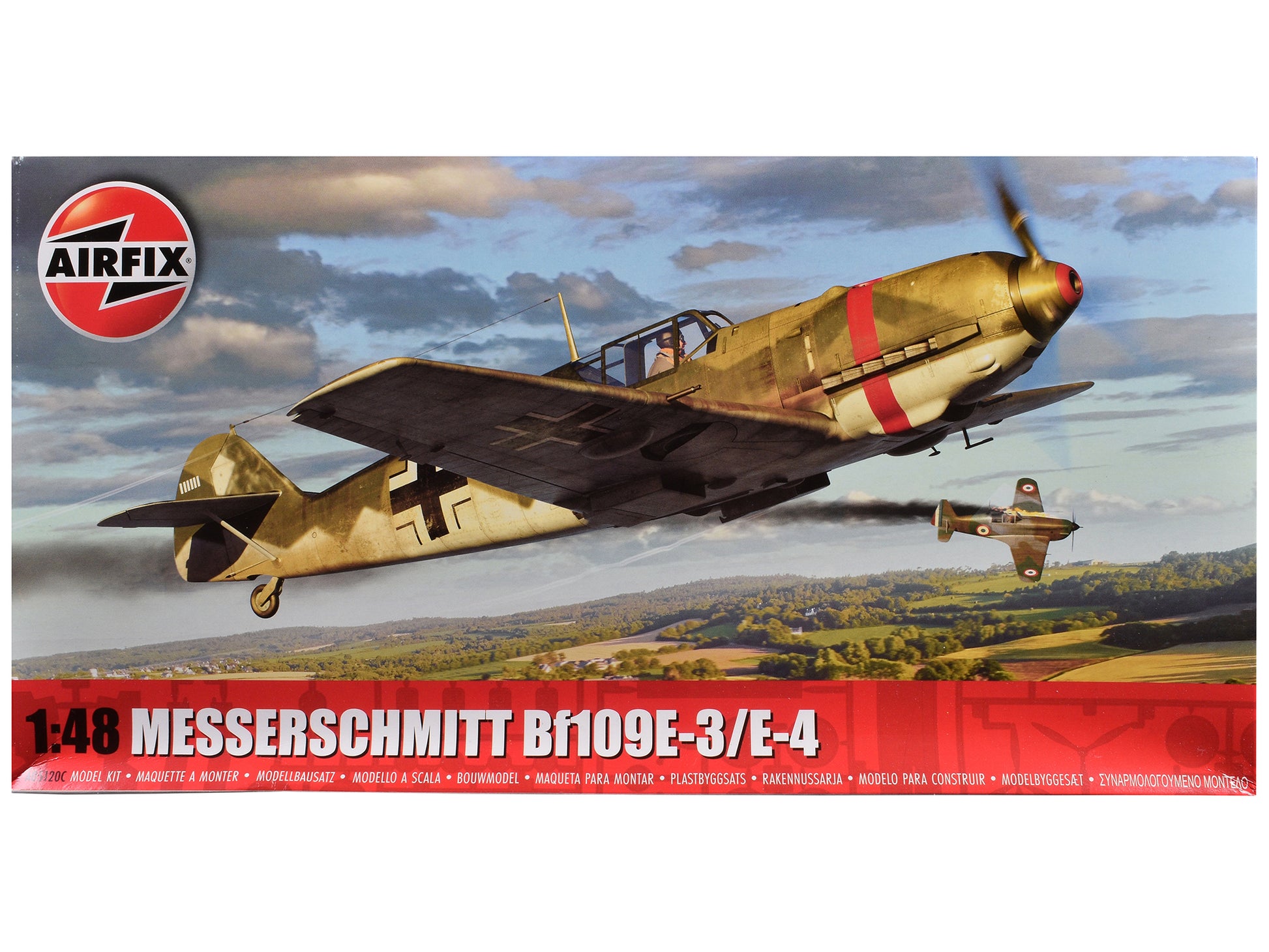 Level 2 Model Kit Messerschmitt Bf109E-3/E-4 Fighter Aircraft with Scheme Options 1/48 Plastic Model Kit by Airfix-DiecastModeler.com