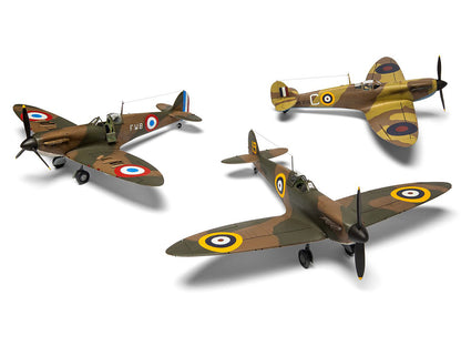 Level 2 Model Kit Supermarine Spitfire Mk.I Fighter Aircraft with 3 Scheme Options 1/48 Plastic Model Kit by Airfix