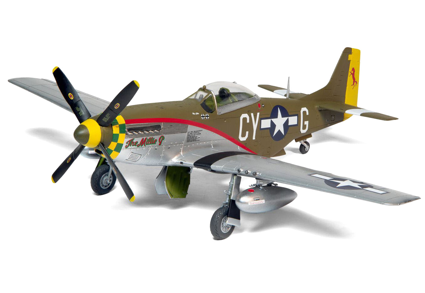 Level 2 Model Kit North American P-51D Mustang Fighter Aircraft with 2 Scheme Options 1/48 Plastic Model Kit by Airfix-DiecastModeler.com