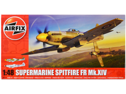 Level 2 Model Kit Supermarine Spitfire FR Mk.XIV Fighter Aircraft with 2 Scheme Options 1/48 Plastic Model Kit by Airfix-DiecastModeler.com