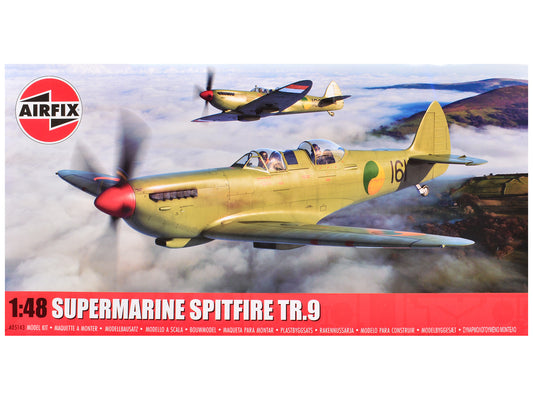 Level 2 Model Kit Supermarine Spitfire Tr.9 Fighter Aircraft with 2 Scheme Options 1/48 Plastic Model Kit by Airfix
