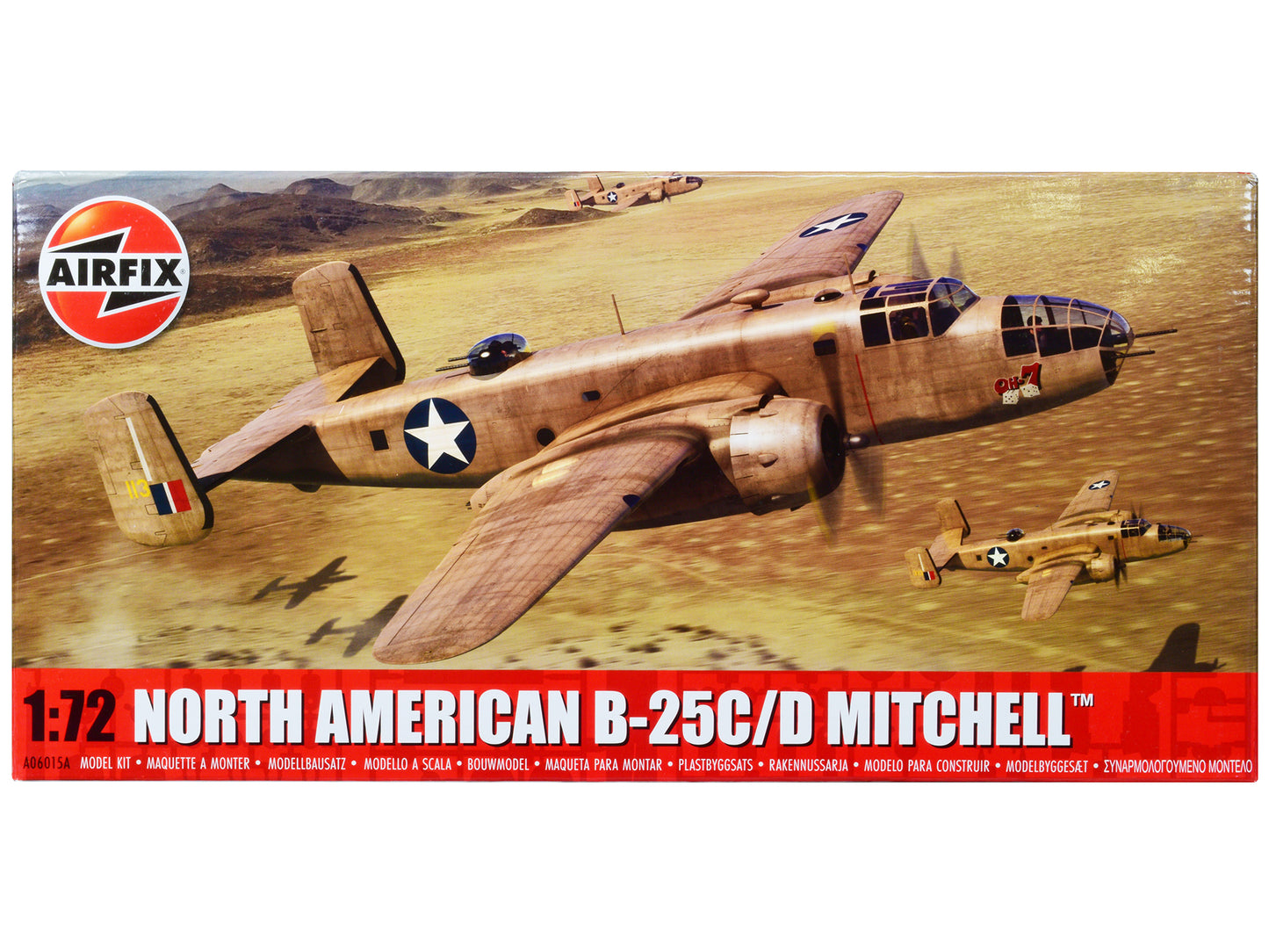 Level 3 Model Kit North American B-25C/D Mitchell Bomber Aircraft with 2 Scheme Options 1/72 Plastic Model Kit by Airfix-DiecastModeler.com