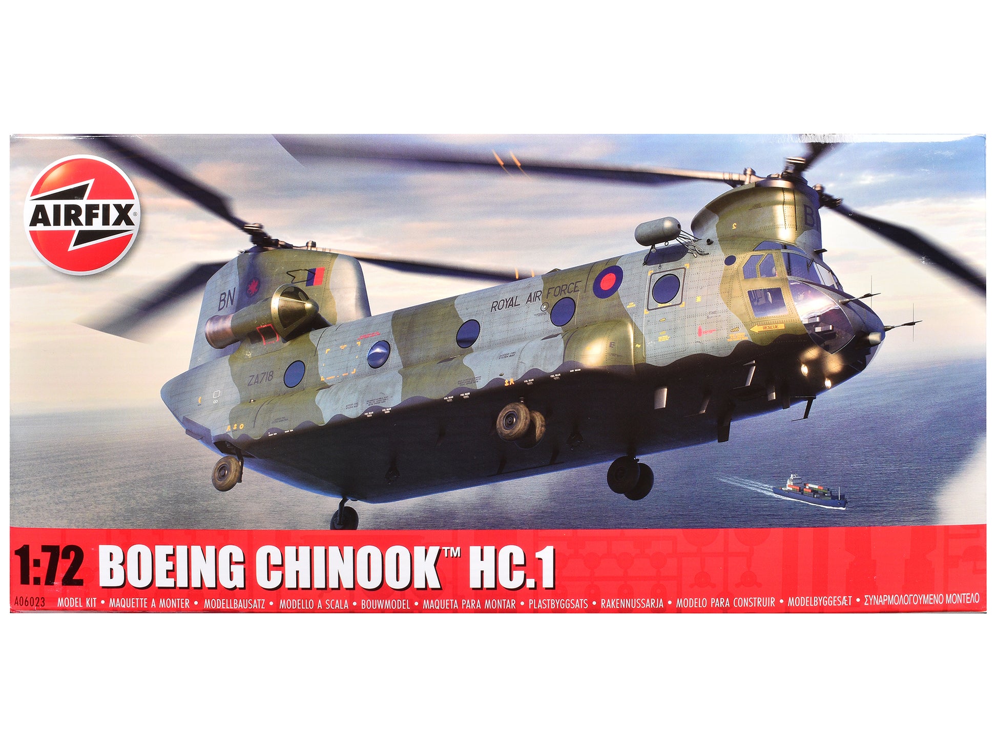 Level 3 Model Kit Boeing Chinook HC.1 Helicopter with 2 Scheme Options 1/72 Plastic Model Kit by Airfix-DiecastModeler.com