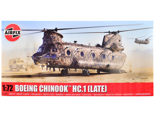 Level 3 Model Kit Boeing Chinook HC.1 (Late Production) Helicopter with 2 Scheme Options 1/72 Plastic Model Kit by Airfix