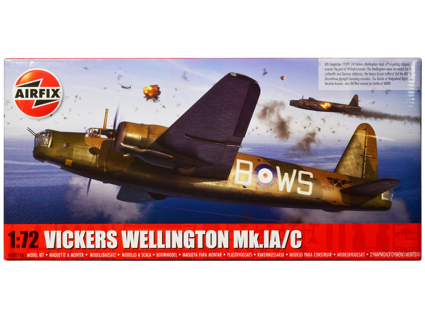 Level 3 Model Kit Vickers Wellington Mk.IA/C Bomber Aircraft with 2 Scheme Options 1/72 Plastic Model Kit by Airfix-DiecastModeler.com