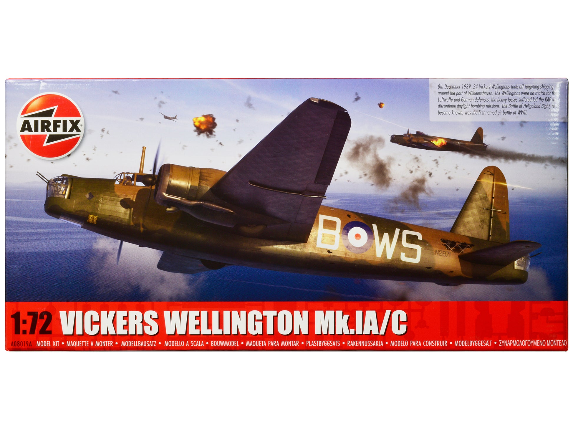 Level 3 Model Kit Vickers Wellington Mk.IA/C Bomber Aircraft with 2 Scheme Options 1/72 Plastic Model Kit by Airfix-DiecastModeler.com