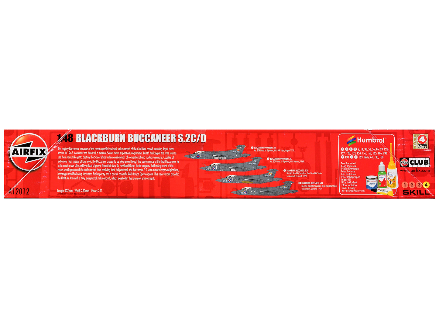 Level 4 Model Kit Blackburn Buccaneer S.2C/D Attack Aircraft with 4 Scheme Options 1/48 Plastic Model Kit by Airfix-DiecastModeler.com