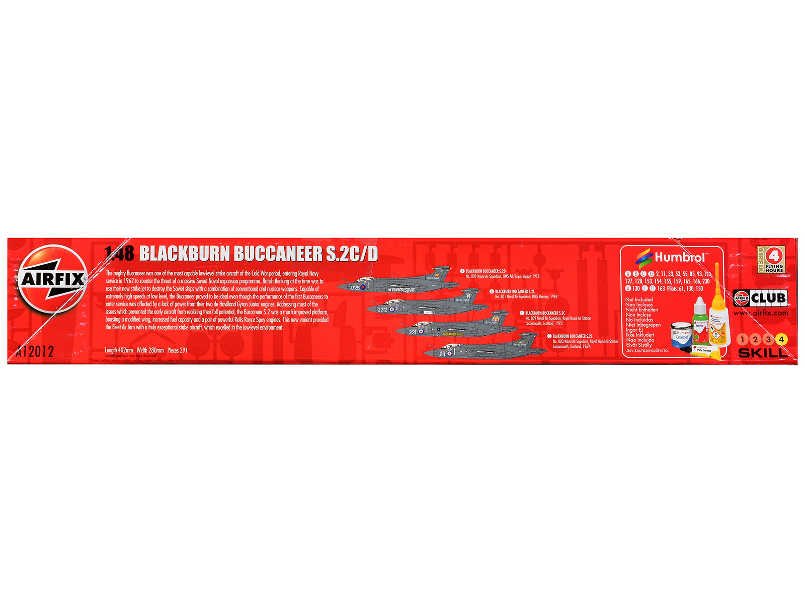 Level 4 Model Kit Blackburn Buccaneer S.2C/D Attack Aircraft with 4 Scheme Options 1/48 Plastic Model Kit by Airfix-DiecastModeler.com