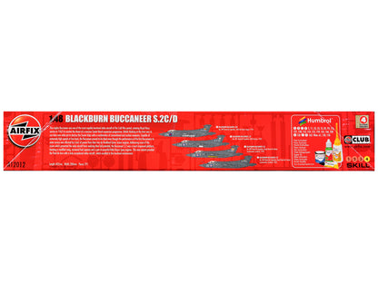 Level 4 Model Kit Blackburn Buccaneer S.2C/D Attack Aircraft with 4 Scheme Options 1/48 Plastic Model Kit by Airfix-DiecastModeler.com