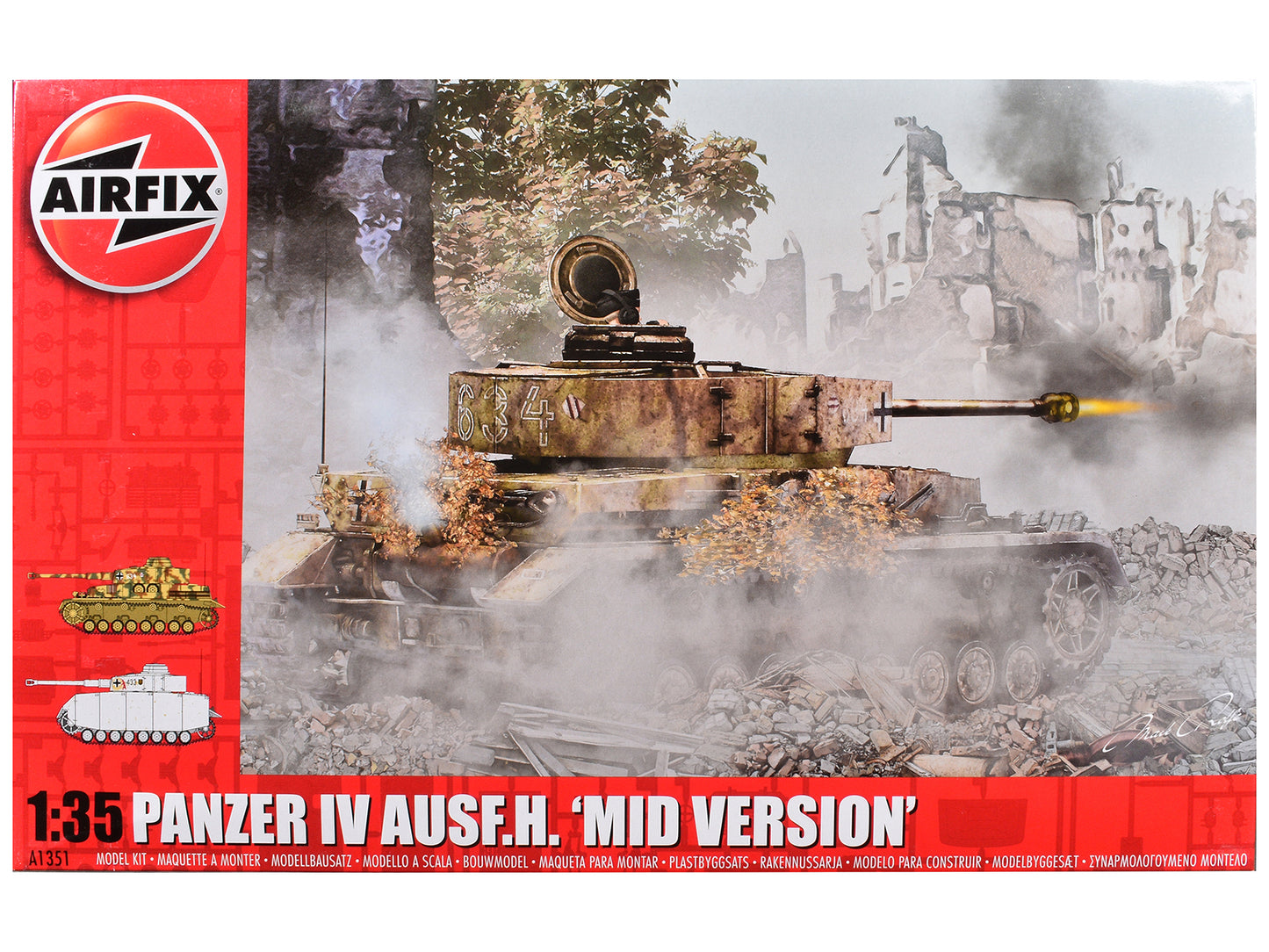 Level 3 Model Kit Panzer IV Ausf.H "Mid Version" Tank with 2 Scheme Options (Level 3) 1/35 Plastic Model Kit by Airfix