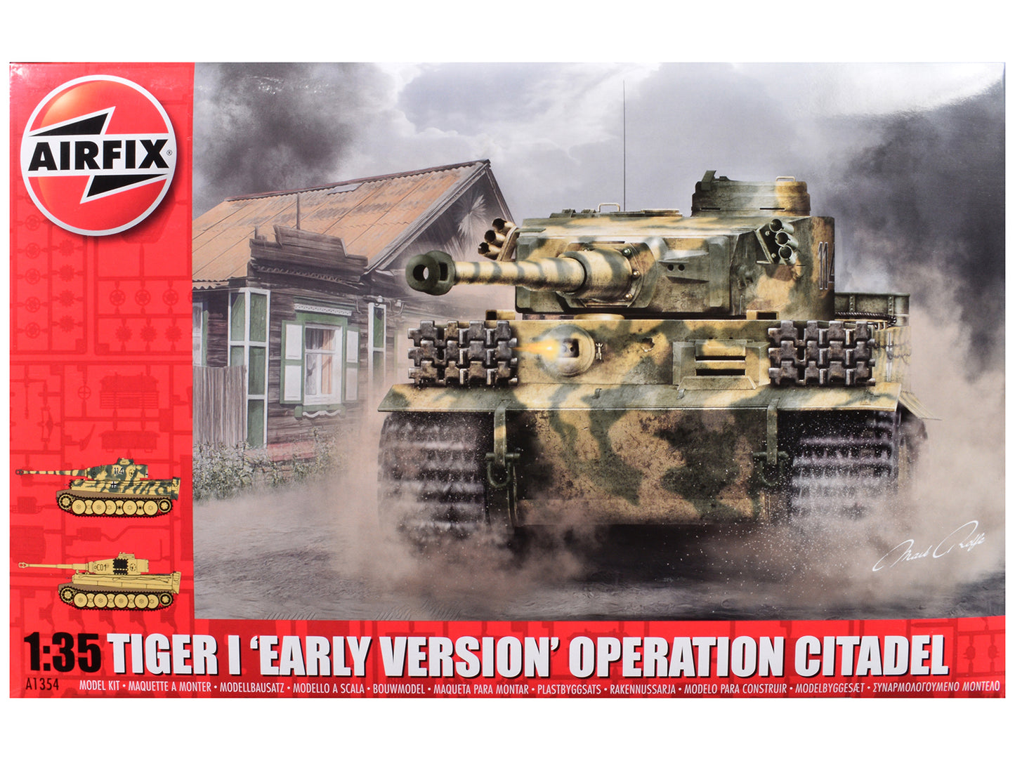 Level 3 Model Kit Tiger I Early Version Tank "Operation Citadel" with 2 Scheme Options (Level 3) 1/35 Plastic Model Kit by Airfix-DiecastModeler.com