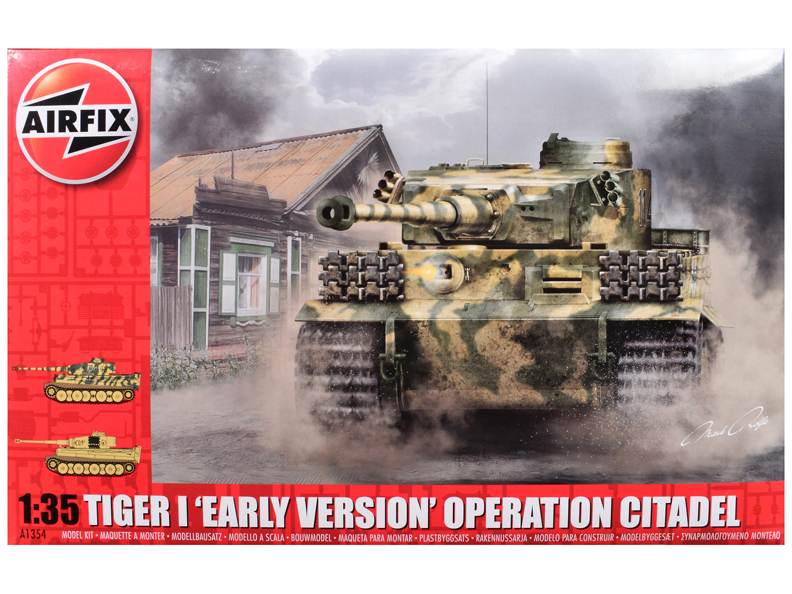 Level 3 Model Kit Tiger I Early Version Tank "Operation Citadel" with 2 Scheme Options (Level 3) 1/35 Plastic Model Kit by Airfix-DiecastModeler.com