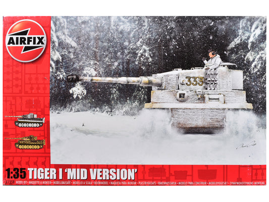 Level 3 Model Kit Tiger I "Mid Version" Tank with 2 Scheme Options 1/35 Plastic Model Kit by Airfix