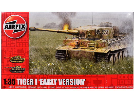 Level 3 Model Kit German Tiger I "Early Version" Tank with 2 Scheme Options 1/35 Plastic Model Kit by Airfix-DiecastModeler.com