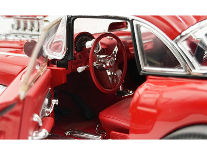 1961 Chevrolet Corvette Gasser Roman Red with Red Interior Limited Edition to 300 pieces Worldwide 1/18 Diecast Model Car by ACME