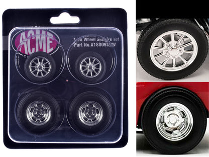 "Drag" Wheel and Tire Set of 4 pieces from 1961 Chevrolet Corvette Gasser for 1/18 Scale Models by ACME