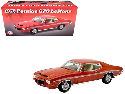 1972 Pontiac GTO LeMans Sundance Orange Metallic with GTO Stripes Limited Edition to 342 pieces Worldwide 1/18 Diecast Model Car by ACME