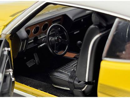 1972 Pontiac GTO LeMans Monarch Yellow with GTO Stripes and White Vinyl Top Limited Edition to 264 pieces Worldwide 1/18 Diecast Model Car by ACME