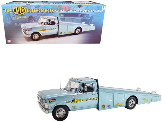 1970 Ford F-350 Ramp Truck Light Blue Metallic "Malco Gasser" Limited Edition to 240 pieces Worldwide 1/18 Diecast Model Car by ACME-DiecastModeler.com