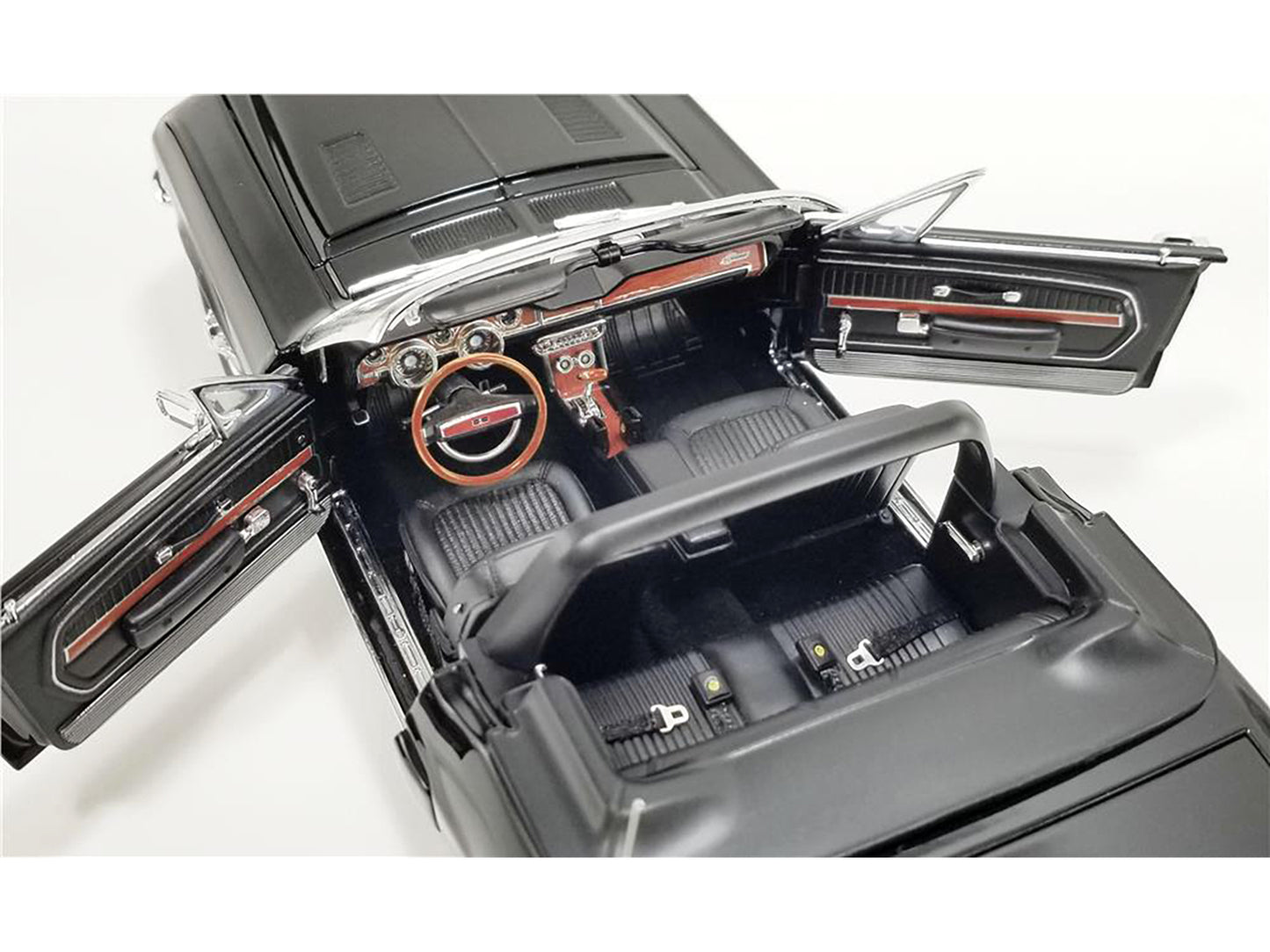 1968 Shelby GT500 KR Convertible Black with White Stripes Limited Edition to 480 pieces Worldwide 1/18 Diecast Model Car by ACME