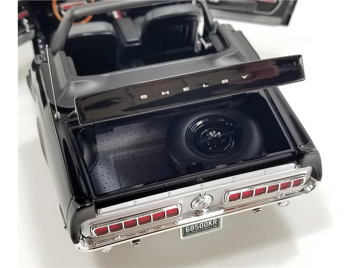 1968 Shelby GT500 KR Convertible Black with White Stripes Limited Edition to 480 pieces Worldwide 1/18 Diecast Model Car by ACME