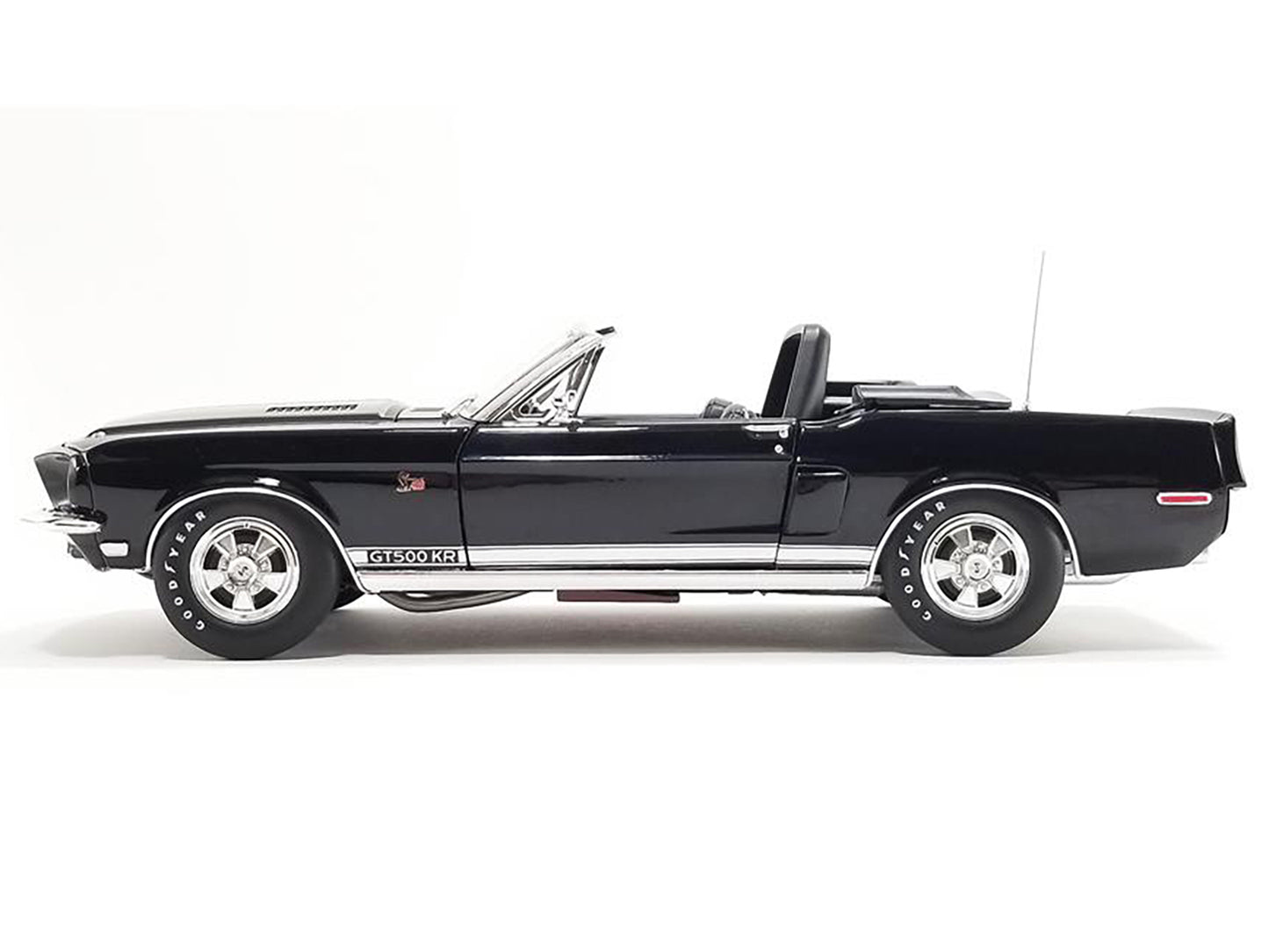 1968 Shelby GT500 KR Convertible Black with White Stripes Limited Edition to 480 pieces Worldwide 1/18 Diecast Model Car by ACME