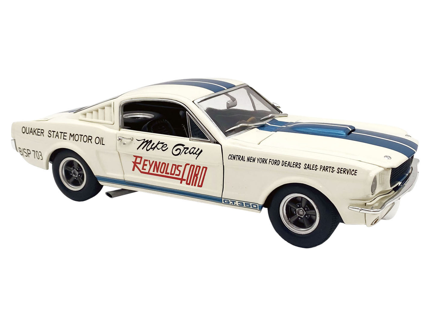 1965 Shelby GT350 "Reynolds Ford" White with Blue Stripes Limited Edition to 204 pieces Worldwide 1/18 Diecast Model Car by ACME-DiecastModeler.com