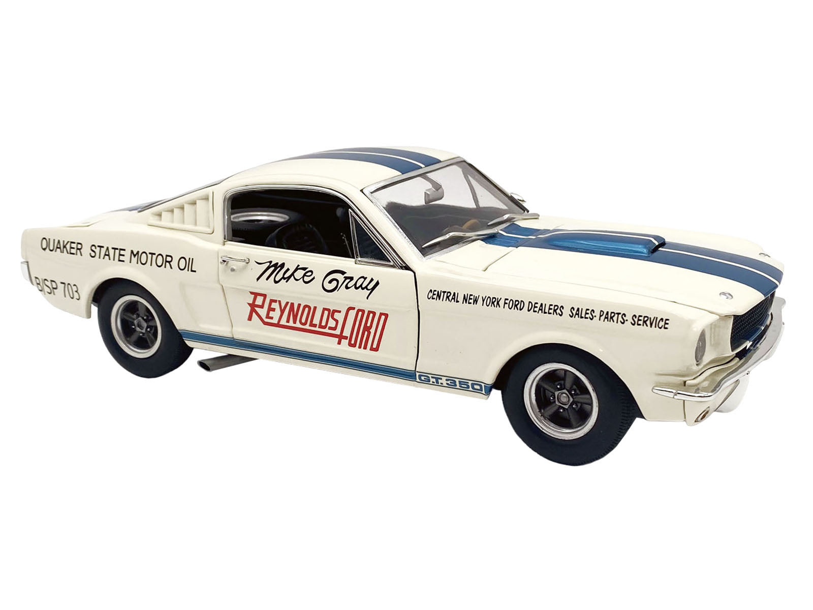 1965 Shelby GT350 "Reynolds Ford" White with Blue Stripes Limited Edition to 204 pieces Worldwide 1/18 Diecast Model Car by ACME-DiecastModeler.com