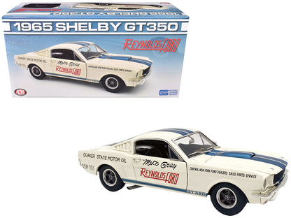 1965 Shelby GT350 "Reynolds Ford" White with Blue Stripes Limited Edition to 204 pieces Worldwide 1/18 Diecast Model Car by ACME