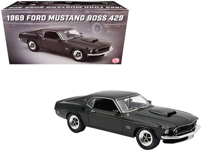 1969 Ford Mustang BOSS 429 Black Jade Metallic Limited Edition to 429 pieces Worldwide 1/18 Diecast Model Car by ACME