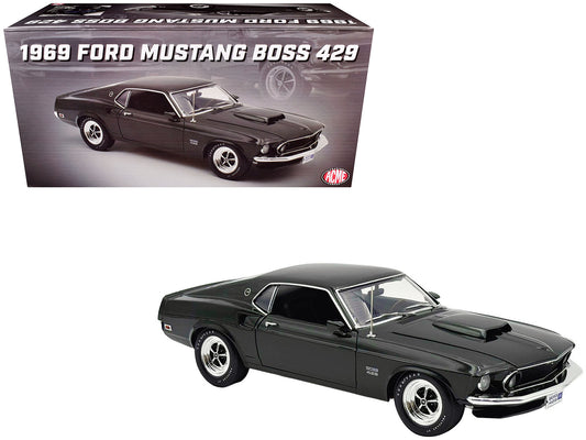 1969 Ford Mustang BOSS 429 Black Jade Metallic Limited Edition to 429 pieces Worldwide 1/18 Diecast Model Car by ACME