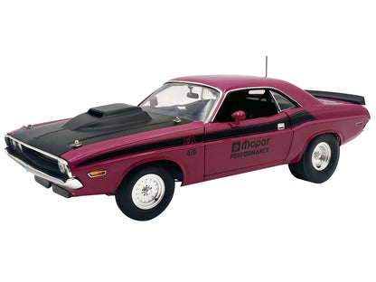 1970 Dodge Challenger T/A Pro Stock "Mopar Performance" Panther Pink with Black Stripes and Black Hood Limited Edition to 350 pieces Worldwide 1/18 Diecast Model Car by ACME