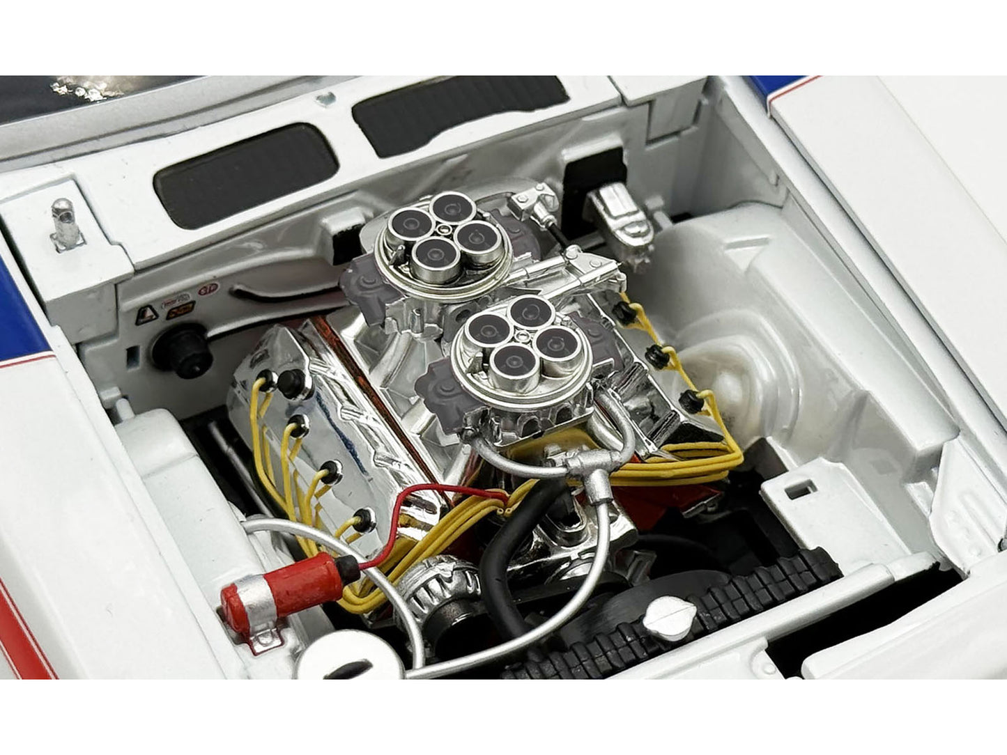 1970 Plymouth HEMI Cuda "Street Machine" White with Red and Blue Stripes Limited Edition to 366 pieces Worldwide 1/18 Diecast Model Car by ACME