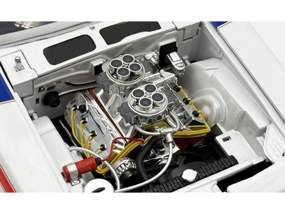 1970 Plymouth HEMI Cuda "Street Machine" White with Red and Blue Stripes Limited Edition to 366 pieces Worldwide 1/18 Diecast Model Car by ACME