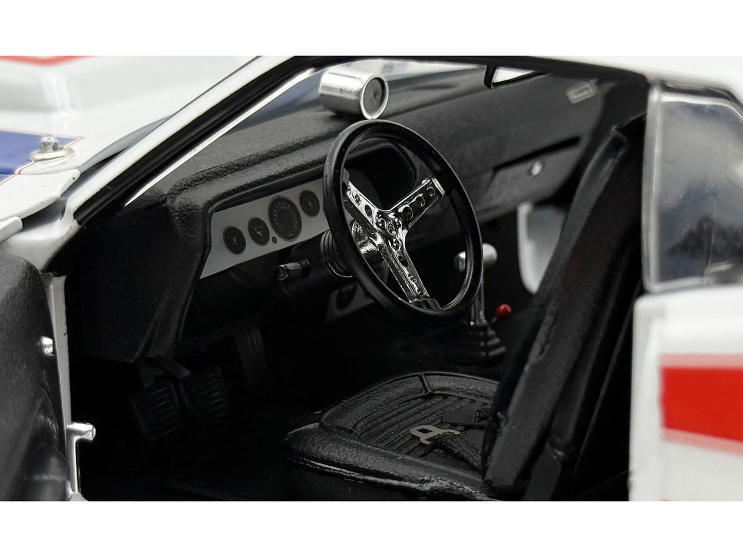 1970 Plymouth HEMI Cuda "Street Machine" White with Red and Blue Stripes Limited Edition to 366 pieces Worldwide 1/18 Diecast Model Car by ACME