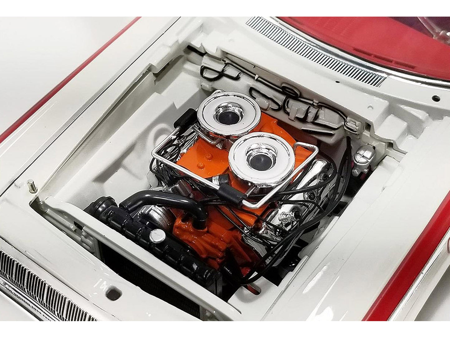 1964 Dodge 330 "Ramchargers" White with Red Graphics and Stripes Limited Edition to 504 pieces Worldwide 1/18 Diecast Model Car by ACME-DiecastModeler.com