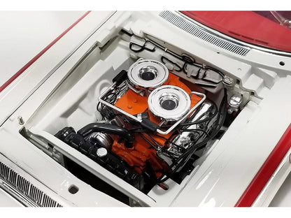 1964 Dodge 330 "Ramchargers" White with Red Graphics and Stripes Limited Edition to 504 pieces Worldwide 1/18 Diecast Model Car by ACME-DiecastModeler.com