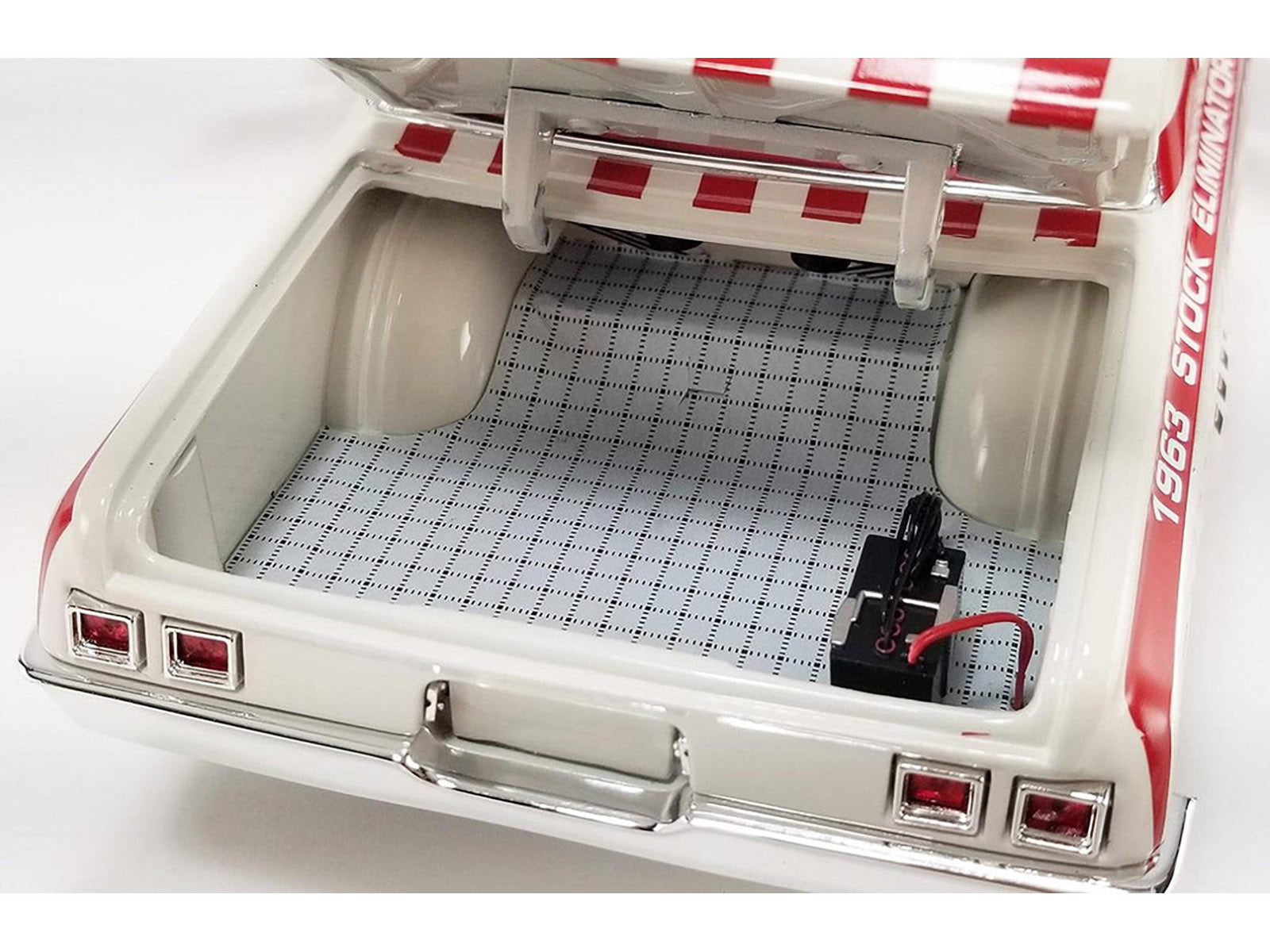 1964 Dodge 330 "Ramchargers" White with Red Graphics and Stripes Limited Edition to 504 pieces Worldwide 1/18 Diecast Model Car by ACME-DiecastModeler.com