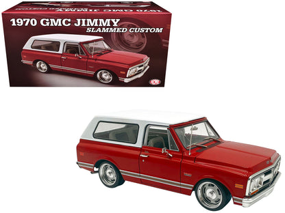 1970 GMC Jimmy Red Metallic with White Top "Slammed Custom" Limited Edition to 402 pieces Worldwide 1/18 Diecast Model Car by ACME