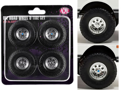 "Offroad" 35" Mag Wheel and Tire Set of 4 pieces from 1971 Chevrolet K5 Blazer for 1/18 Scale Models by ACME