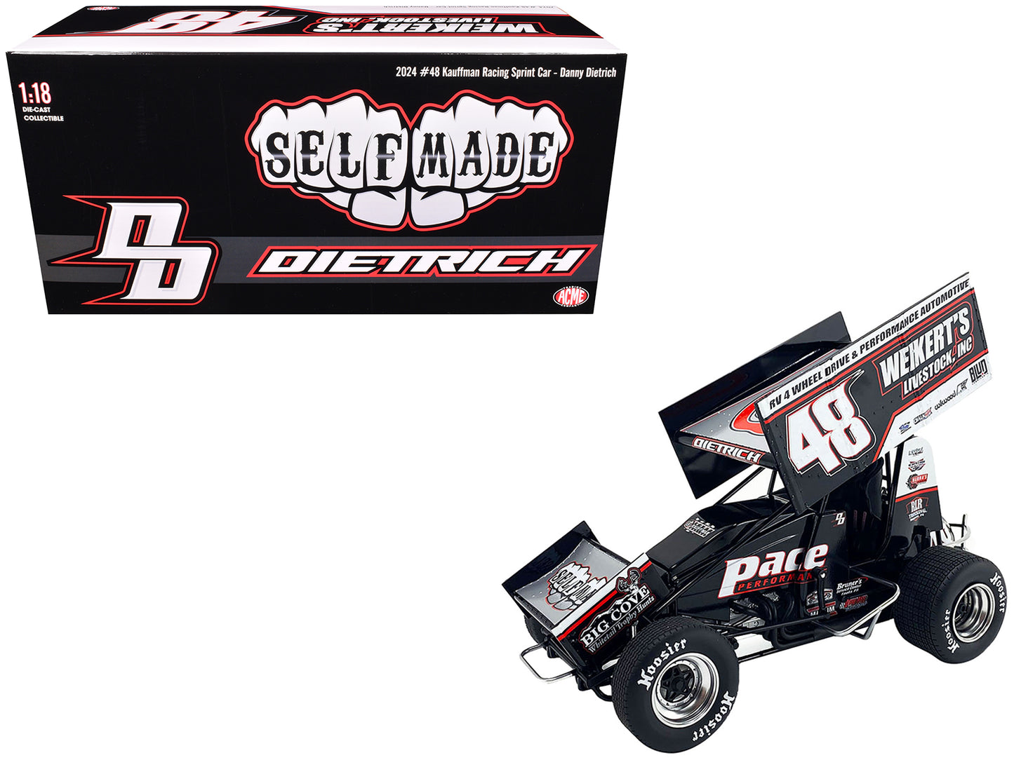 Winged Sprint Car #48 Danny Dietrich "Weikert's Livestock Inc." Gary Kauffman Racing (2024) 1/18 Diecast Model Car by ACME-DiecastModeler.com