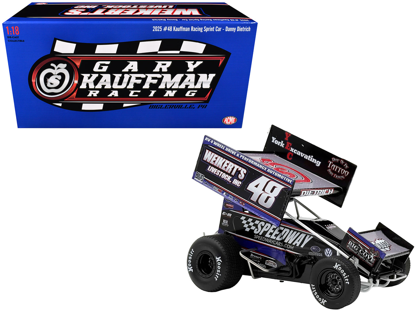 Winged Sprint Car #48 Danny Dietrich "Weikert's Livestock - Speedway Cars" Gary Kauffman Racing (2025) 1/18 Diecast Model Car by ACME-DiecastModeler.com