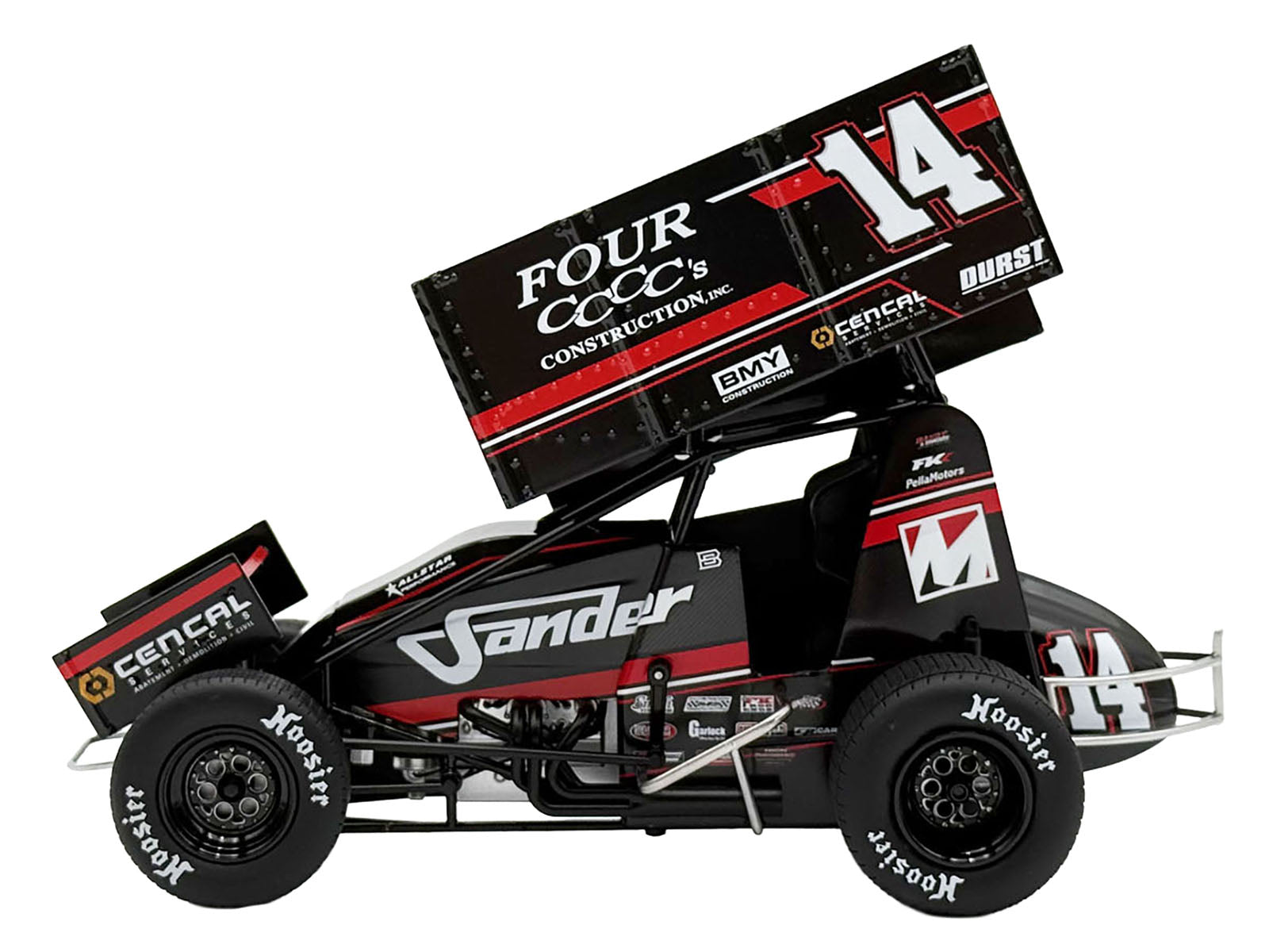 Winged Sprint Car #14 Spencer Bayston "Four CCCC's Construction - Sander" Jason Meyers Racing (2025) 1/18 Diecast Model Car by ACME-DiecastModeler.com