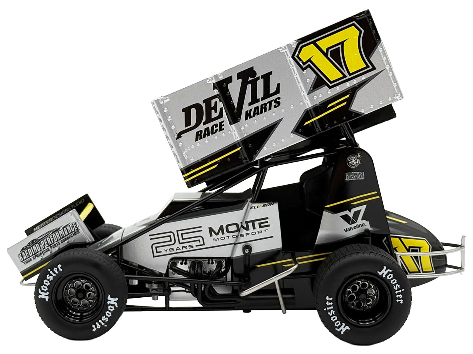 Winged Sprint Car #17 Cory Eliason "Devil Race Karts" Monte Motorsports (2025) 1/18 Diecast Model Car by ACME-DiecastModeler.com