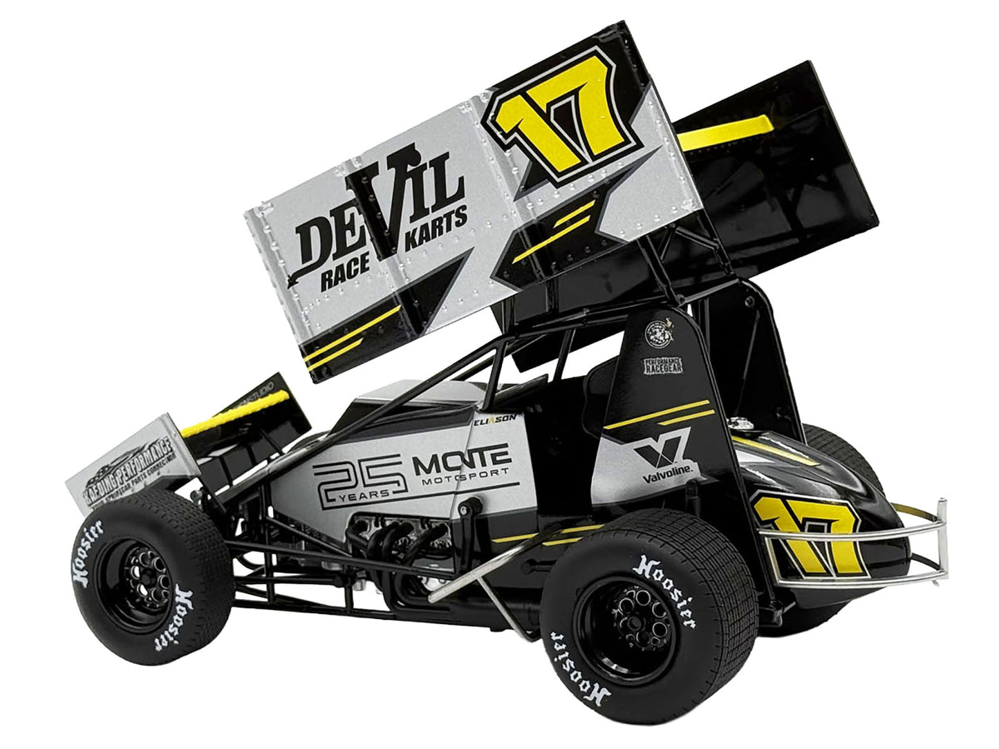 Winged Sprint Car #17 Cory Eliason "Devil Race Karts" Monte Motorsports (2025) 1/18 Diecast Model Car by ACME-DiecastModeler.com