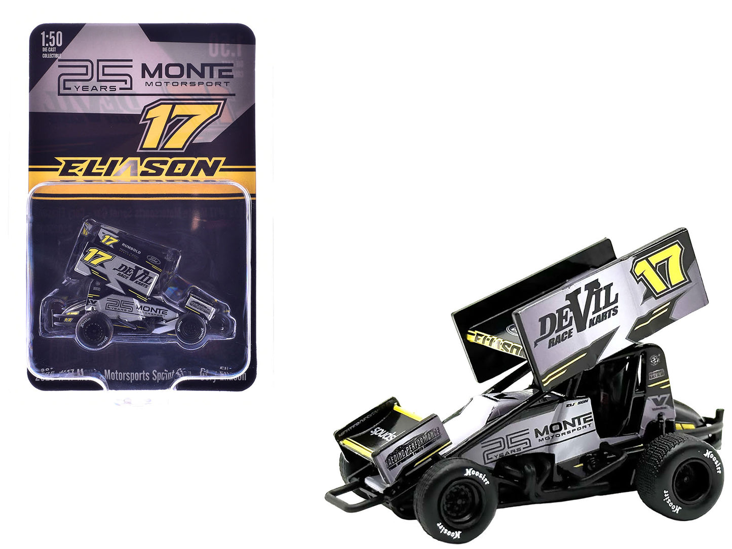 Winged Sprint Car #17 Cory Eliason "Devil Race Karts" Monte Motorsports (2025) 1/50 Diecast Model Car by ACME