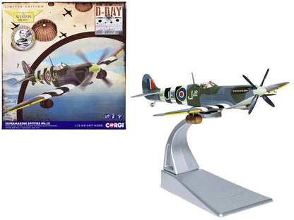 Supermarine Spitfire Mk.IX Fighter Aircraft with Commander J.E. "Johnnie" Johnson Figure 144 Wing RCAF "Spitfire Beer Truck" "D-Day Operation Overlord" Normandy (June 1944) "The Aviation Archive" Series 1/72 Diecast Model by Corgi-DiecastModeler.com