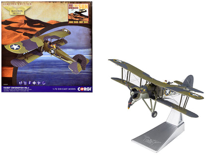 Fairey Swordfish Mk.I Bomber Aircraft "No. 833 Squadron of the Fleet Air Arm HMS Biter Operation Torch" (1942) British Royal Air Force "The Aviation Archive" Series 1/72 Diecast Model by Corgi-DiecastModeler.com
