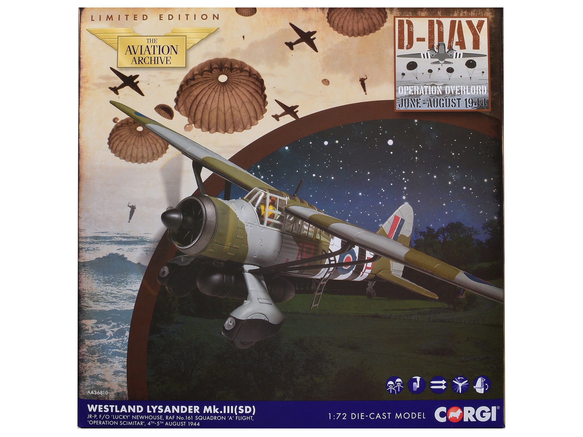 Westland Lysander Mk. III Aircraft "'Lucky' Newhouse No. 161 Squadron" (1944) British Royal Air Force "The Aviation Archive" Series 1/72 Diecast Model by Corgi-DiecastModeler.com